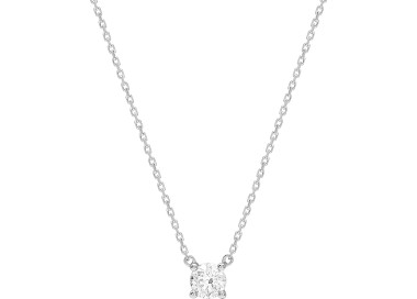 Collier Solitaire 0.40ct Or Blanc 750 42cm