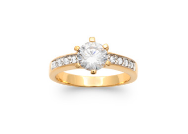 Solitaire plaqué Or rhodiée oxyde de zirconium