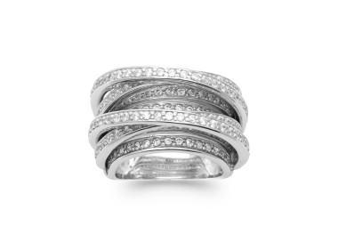 Bague argent rhodié et oxyde de zirconium