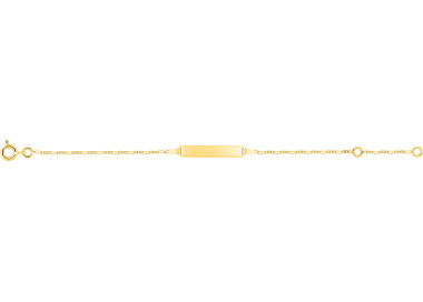 Gourmette Bébé Or Jaune 750 millièmes figaro 1 et 3 plaque réctangle