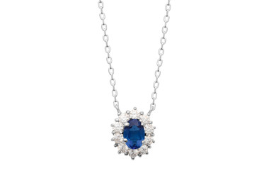 Collier ocean argent 925 rhodié oxydes de zirconium pierre synthétique