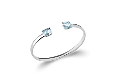 Jonc argent 925 rhodié pierres synthétiques