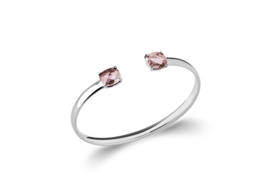 Jonc rosea argent 925 rhodié pierres synthétiques