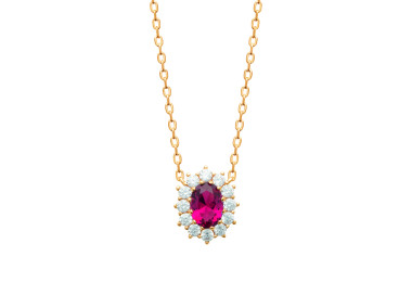Collier plaqué Or 750 oxydes de zirconium pierre synthétique