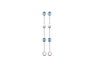 BOUCLE PENDANTE ARGENT PIERRE LUNE Oxyde de Zirconium ET Oxyde de Zirconium BLEU