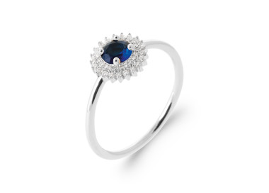 Bague argent 925 rhodié oxyde(s) de zirconium pierre(s) synthétique(s)