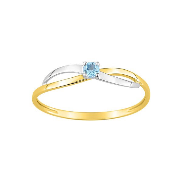 Bague topaze bleue traitée Or Jaune 750 rhodiée