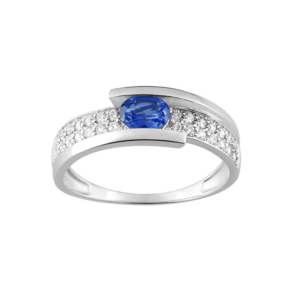 Bague saphir oxyde(s) de zirconium Or Blanc 750