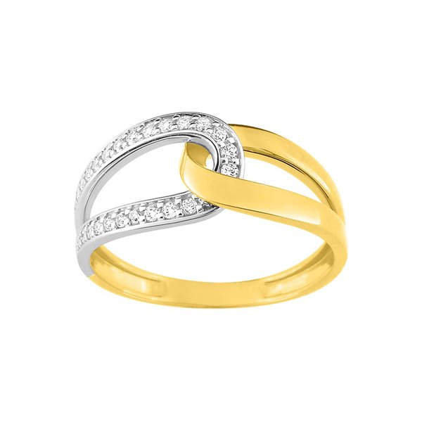 Bague oxyde(s) de zirconium Or Jaune 750 rhodiée