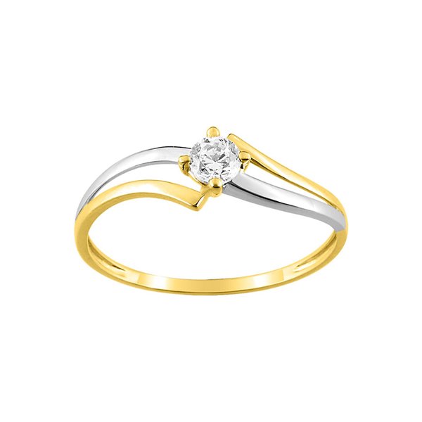 Bague oxyde de zirconium Or Jaune 750 rhodiée