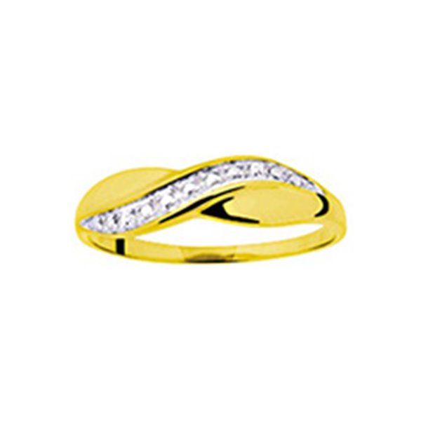Bague diamant 0.01ct Or Jaune 750 rhodiée
