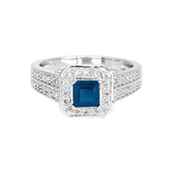 Bague saphir 0.54c diamant 0.36ct Or Blanc 750