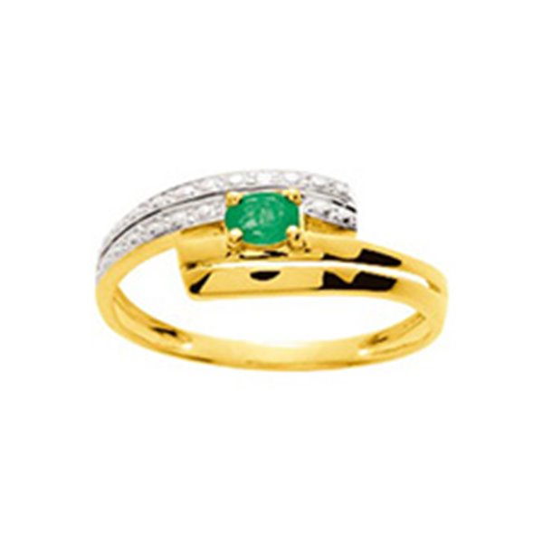 Bague émeraude 0.16c diamant 0.01ct Or 750