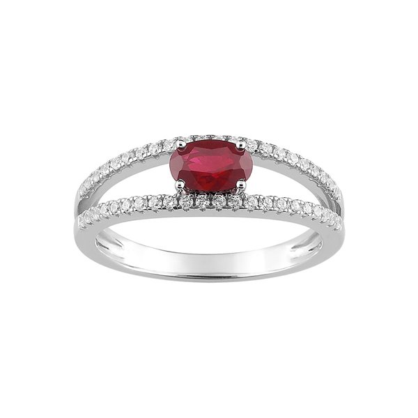 Bague rubis diamant 0.22ct Or Blanc 750
