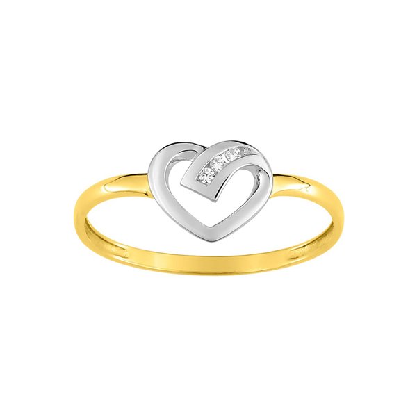 Bague diamant 0.02ct Or Jaune 750 rhodiée