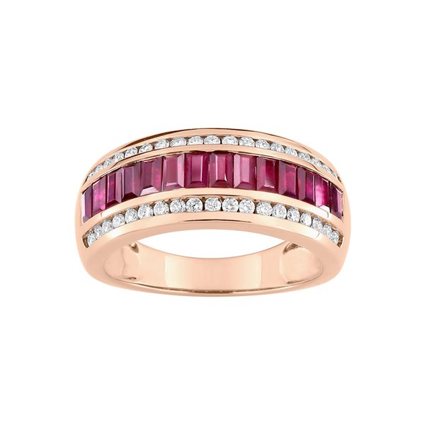 Bague rubis diamant 0.34ct Or Rose 750