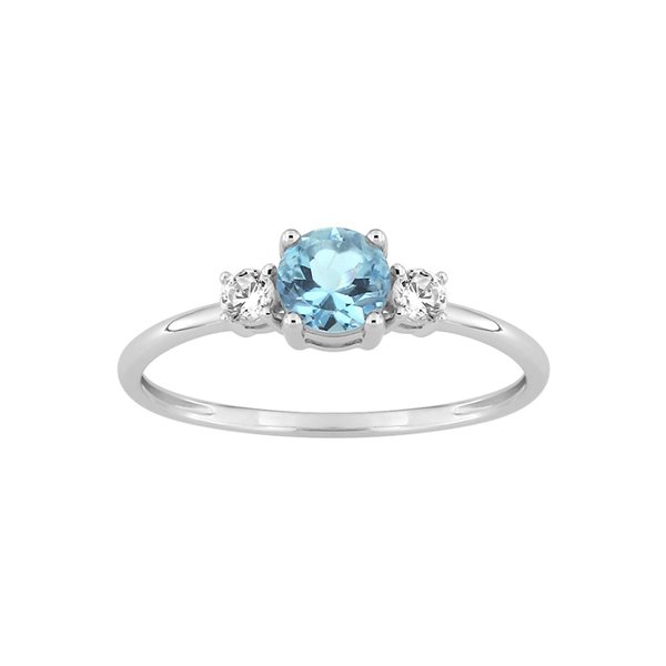 Bague topaze bleue traitée oxyde(s) de zirconium Or Blanc 750