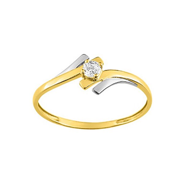 Bague oxyde de zirconium Or Jaune et blanc Or 750