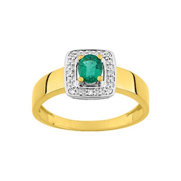 Bague émeraude 0.33 diamant 0.024 Or Jaune et blanc Or 750