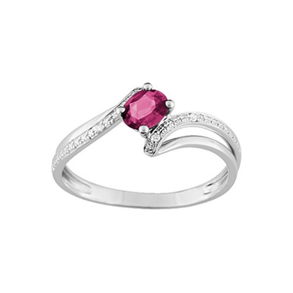 Bague rubis diamant 0.01ct Or Blanc 750