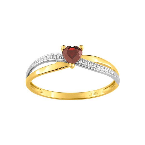 Bague rubis diamant 0.01ct Or Jaune 750 rhodiée