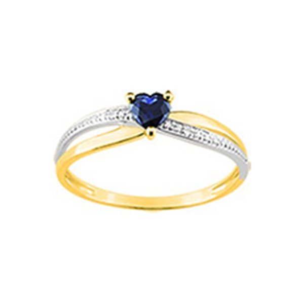 Bague saphir 0.36 diamant 0.006ct Or Jaune et blanc Or 750