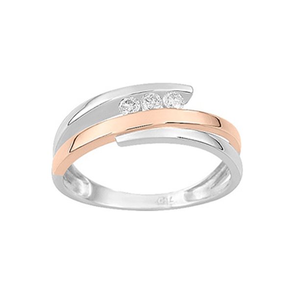 Bague 3 diamant 0.14 Or Blanc 750