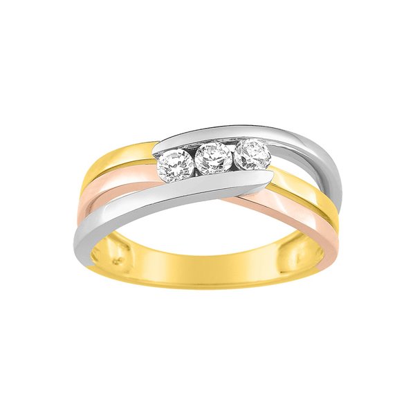 Bague trilogie diamant 0.24ct Or Jaune et blanc Or 750