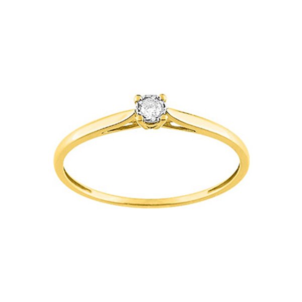 Bague Solitaire diamant pastillé 0.03ct P2 Or Jaune et blanc Or 750