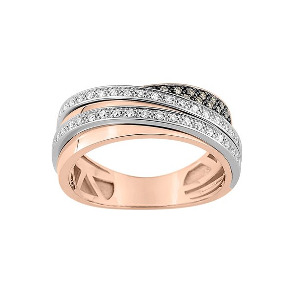 Bague diamant blanc +BRUN 0.29 Or Rose et Blanc Or 750