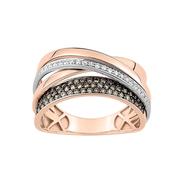 Bague diamant blanc +Bracelet 0.12+0.32ct Or Rose et Blanc Or 750