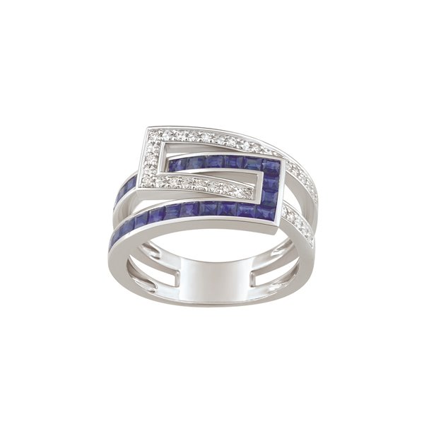 Bague saphir 1.15 diamant 0.11ct Or Blanc 750