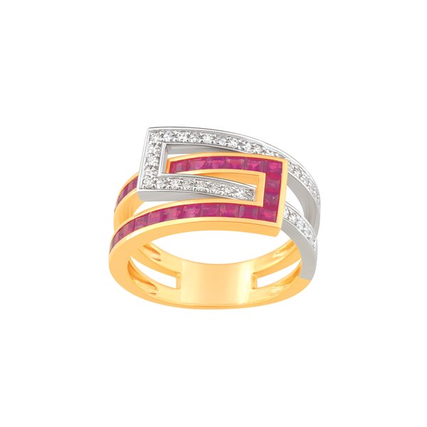 Bague rubis 1.15c diamant 0.11ct Or Jaune et blanc Or 750