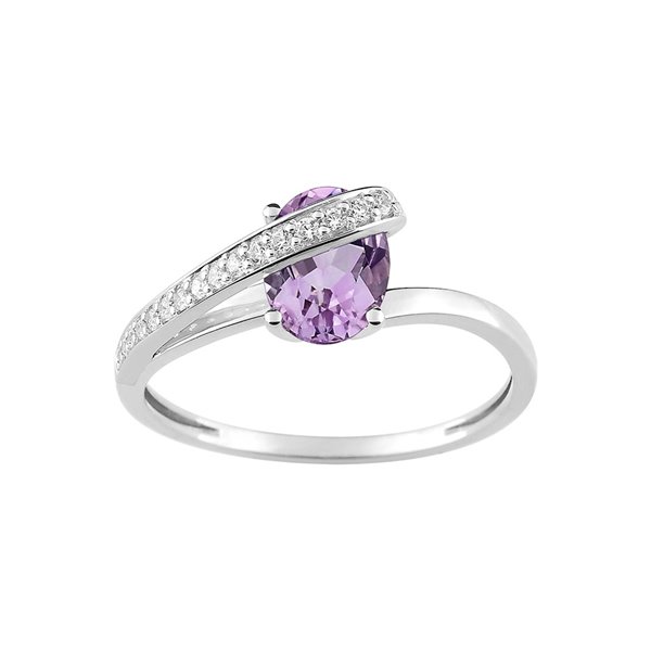 Bague améthyste oxyde(s) de zirconium Or Blanc 375