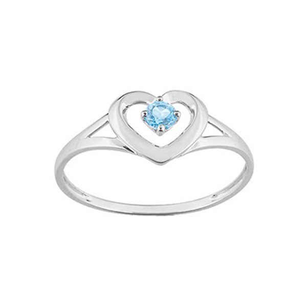 Bague coeur topaze bleue traitée Or Blanc 375