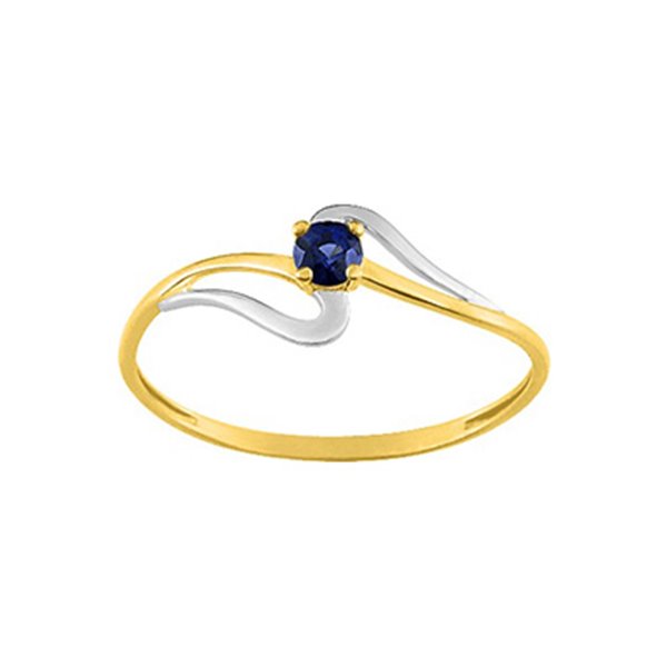 Bague saphir Or Jaune et Blanc Or 375