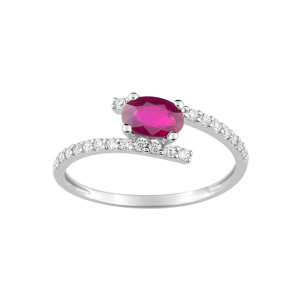 Bague rubis oxydes de zirconium Or Blanc 375