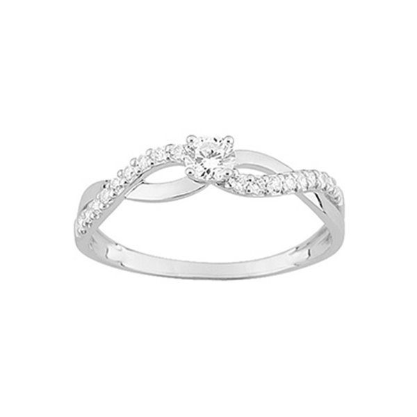 Bague oxydes de zirconium Or Blanc 375