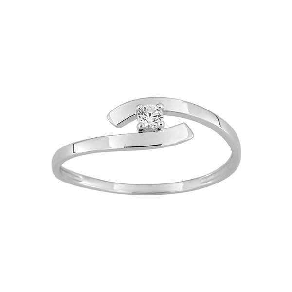 Bague oxyde de zirconium Or Blanc 375