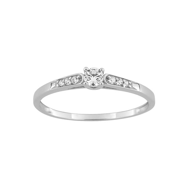 Bague oxydes de zirconium Or Blanc 375