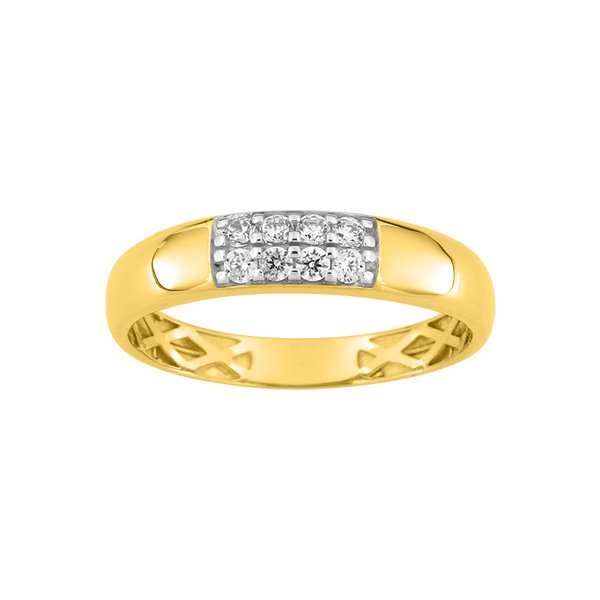 Bague oxydes de zirconium bicolore Or 375