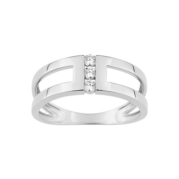 Bague oxydes de zirconium Or Blanc 375