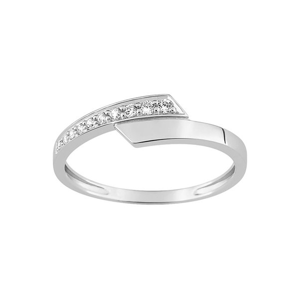 Bague oxyde de zirconium Or Blanc 375