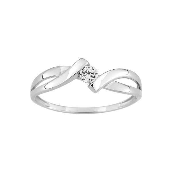 Bague oxyde de zirconium Or Blanc 375