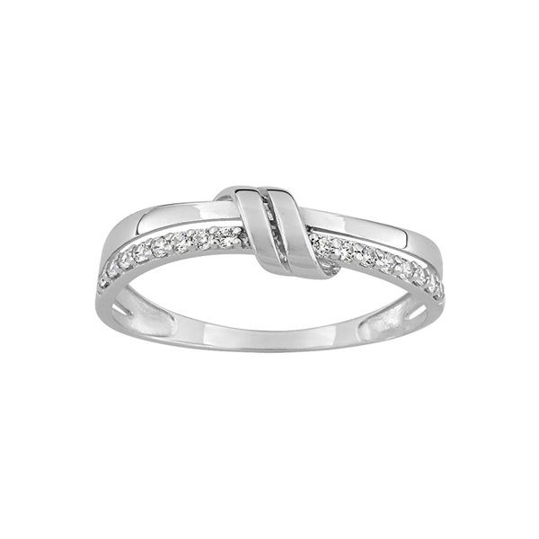 Bague oxyde de zirconium Or Blanc 375