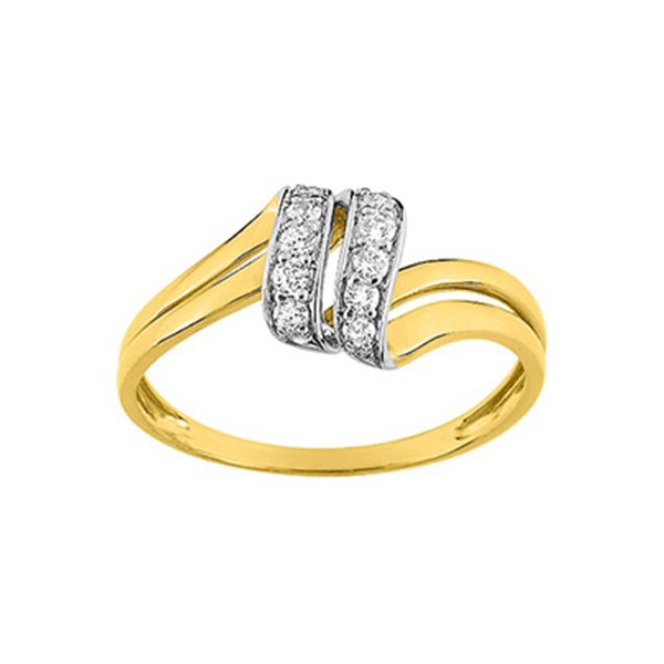Bague oxyde(s) de zirconium bicolore Or 375