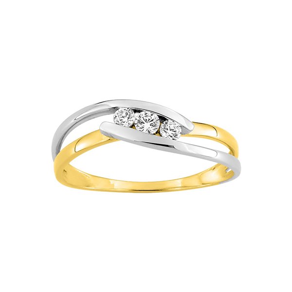 Bague oxydes de zirconium bicolore Or 375