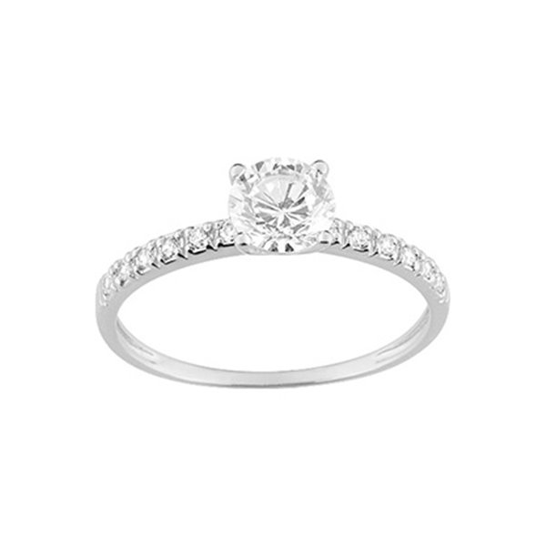 Bague oxydes de zirconium Or Blanc 375