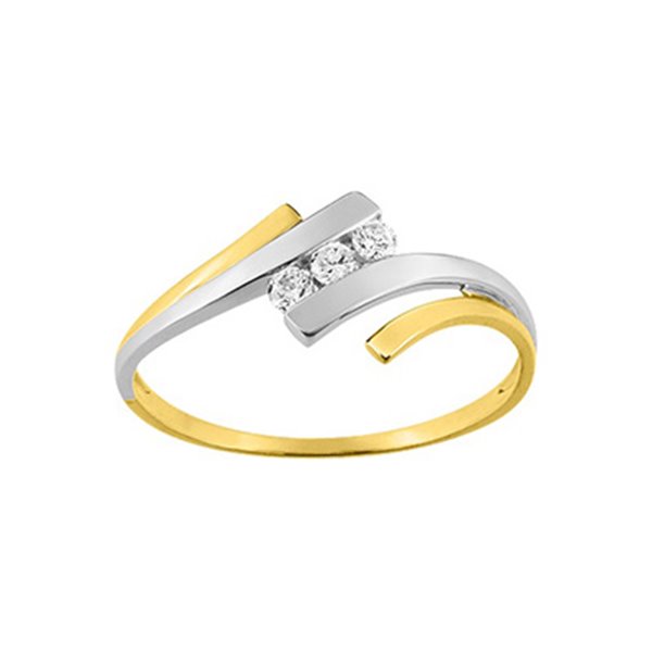 Bague oxydes de zirconium bicolore Or 375