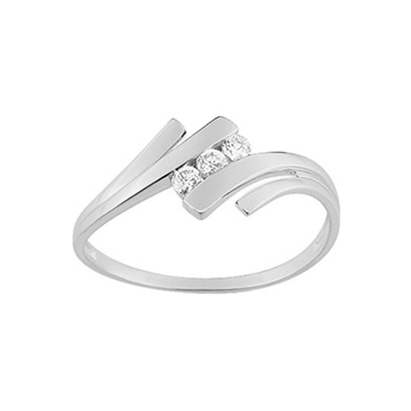 Bague oxydes de zirconium Or Blanc 375